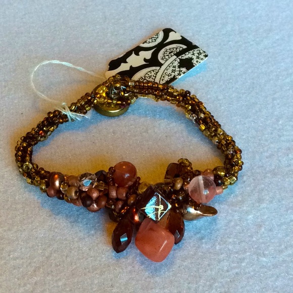 FINAL SALE PRICE CL Designs Earthy Crochet Bracelet w/Crystal Beads - Picture 1 of 5